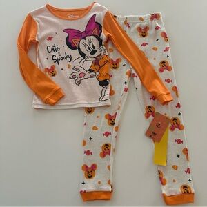 Disney Minnie Mouse Girls 6 Halloween Pajama Set Pumpkin Orange NWT Cotton